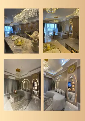 a collage of four pictures of a living room at Gramercy Residences Holiday Luxury in Manila