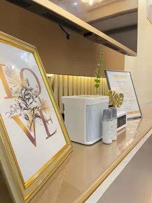 a counter with some items on top of it at Orchids Shore Residences Direct Pool Access in Manila