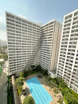 an overhead view of a large building with a swimming pool at Houzz 1548 by Houzztelity in Manila