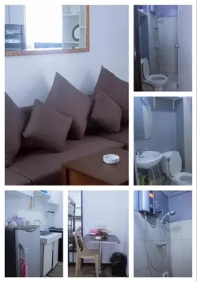a collage of pictures of a living room with a couch at Avida sm sucat condotel in Manila