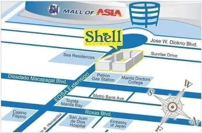 a diagram of a sales funnel with a diagram of a ship at Shell Residence Mall of Asia in Manila