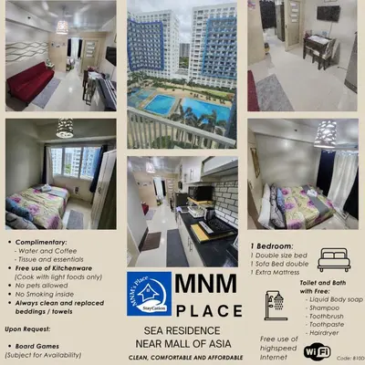 a collage of photos of a hotel room at MNM Place - Sea Residence 0A in Manila