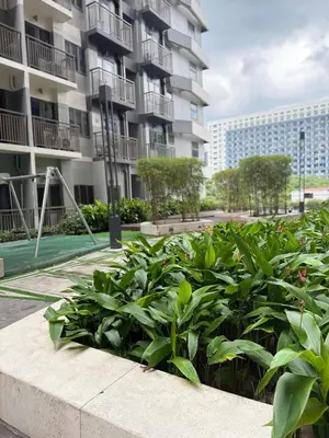 a garden of plants in front of a building at LNicoles Pad in Manila