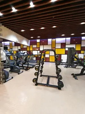 a gym with several rows of tread machines in it at MODERN ZEN Den in Manila