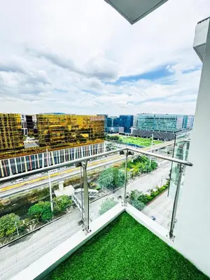 a balcony with a view of a city at Spacious Unit & High-Floor Hotel near City of Dreams, Airport, Okada, and Solaire Casino in Manila