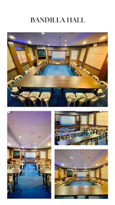 a collage of four pictures of a restaurant at Casa Verde Hotel & Events Center in Imus