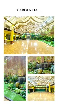 a collage of four pictures of a garden hall at Casa Verde Hotel & Events Center in Imus