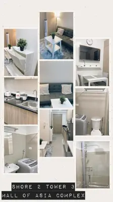 a collage of different photos of a room at Shore 2 Tower 3 1BR 15th Floor Near SMX MOA in Manila