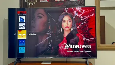 a television screen with a woman on it at The Beacon Skyview 2BR La Suitez4307 in Manila
