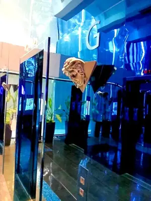 a blue aquarium with a mask on top of it at 1BR in Makati Prime Location in Manila