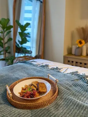 a plate of food with bread and toast on a table at Studio 12LVE in Manila