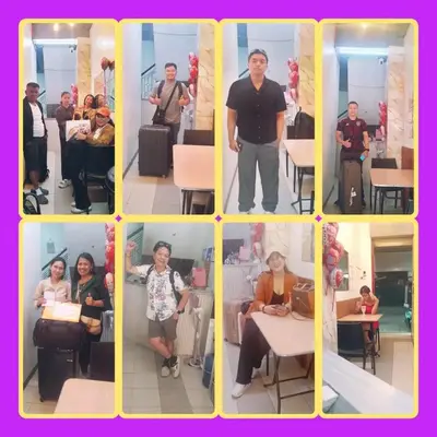 a collage of pictures of people in a room at Sean Lojed Hostel in Manila