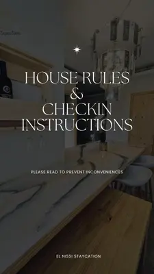 a book cover of a house rules and chiselin instructions at El Nissi Staycation, THE BARIQUIT SUITE, Enchanted Kingdom in Santa Rosa