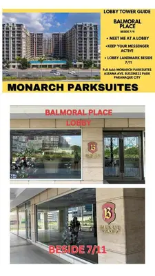 a collage of pictures of a building with a sign at Monarch Park-suites Condominium in Manila