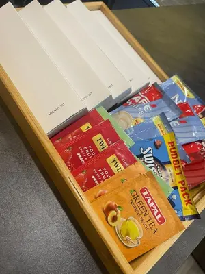 a wooden box filled with different types of food at E&L Family Suite in Manila