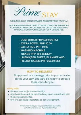 a flyer for a nine stay event at Lemon Room in S Residences near MOA, Airport, US Embassy by Prime Stay in Manila