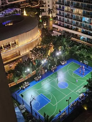 an overhead view of a tennis court at night at A2Z Staycation Miami Tower 15th Floor With Ps4 and Netflix in Manila