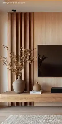 a room with two vases on a shelf with a television at Mall of Asia condotel shore 3 in Manila