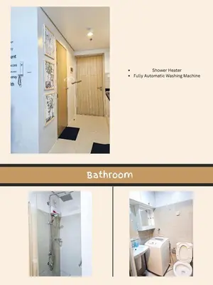 a collage of two pictures of a bathroom at Relaxing Staycation Near MOA in Manila