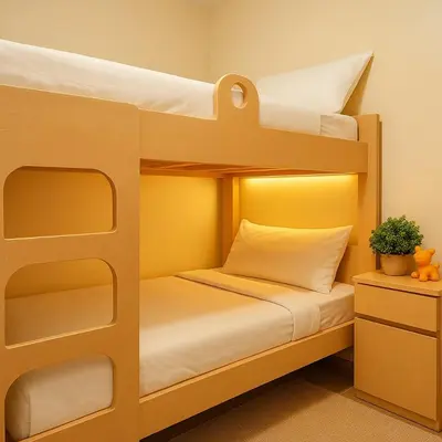 two bunk beds in a small room at Luxurious 3BR near Solaire & Okada w Infinity Pool in Manila