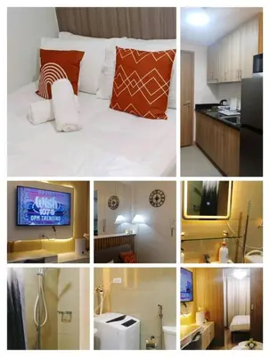 a collage of photos of a hotel room with a bed at Shore 2 Residence Staycation 1 in Manila