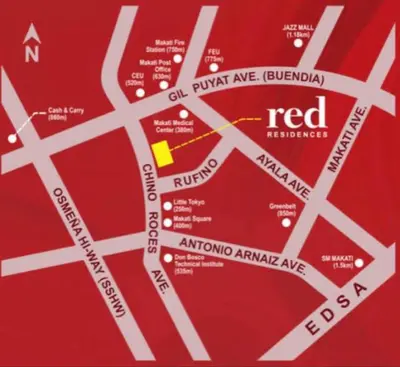 a close up of a red map at Casa Aotea in Sampong