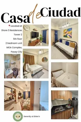 a collage of pictures of a hotel room at Casa De Ciudad - Shore Residences MOA PASAY in Manila