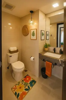 a bathroom with a toilet and a sink at Modern & Luxury 2BR near Solaire, Okada, Airport in Manila