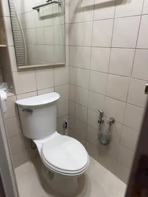 a bathroom with a white toilet and a mirror at Bachelor's Crib-1 Alabang in Manila