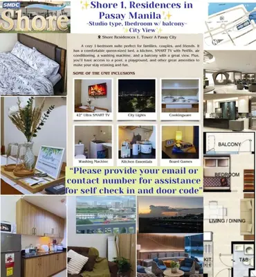 a collage of pictures of a room at Staycation near in Mall of Asia located in Shore1 and 2 Residences in Manila