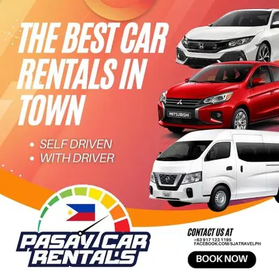 a poster for the best car rentals in town at 4BR Townhouse w Garage, Peaceful near Restaurants in Manila