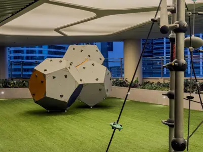 a rock climbing exhibit in an office building at Home with Best Sunset of Manila Bay and Sea view! in Manila