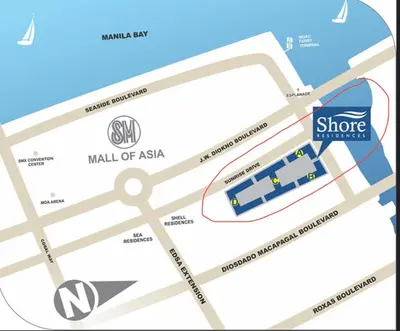 a map of a mall of asia at Staycation in Shore Residences, walking distance to MOA and near Manila Airport in Manila