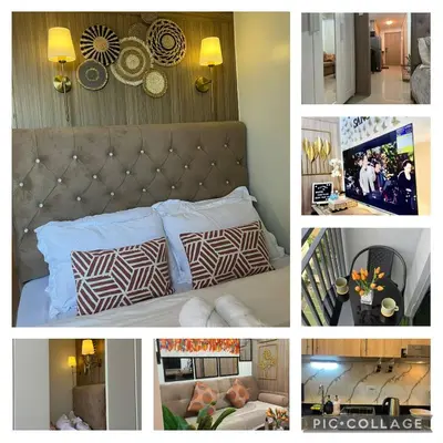a collage of pictures of a bedroom with a bed at Modern Sanctuary Near - MOA in Manila