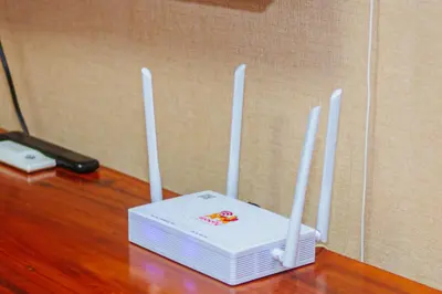 a group of three white routers sitting on a table at AIR Residence Wondeful Condo Ayala Ave 1703 Central Makati Swim Gym in Manila