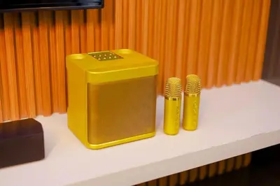 a yellow box sitting on a shelf next to three bullets at dream horizon staycation in Manila