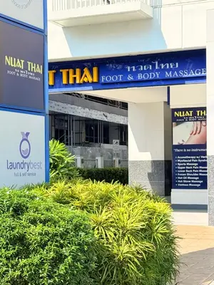 a view of the front of the thiril hotel and holy masage building at Sea Residences Manila Condotel by Paul in Manila