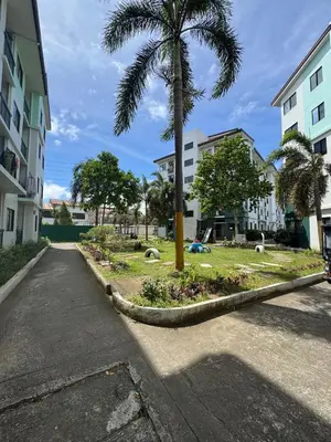 a palm tree in the middle of a street at D88Staycations 104 - Condo near Enchanted Kingdom in Santa Rosa