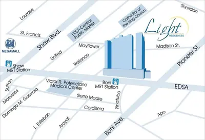 a map of the light metro station at Cozy Nook in the City of Mandaluyong in Manila