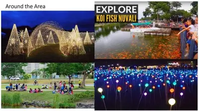 a collage of photos of a park with people and a pond at Berkeley Suites, Silang Cavite in Silang