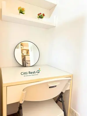 a dressing table with a mirror and a desk at Studio City Alabang Pool Access Free for 2 Wifi & Netflix SC4 in Manila