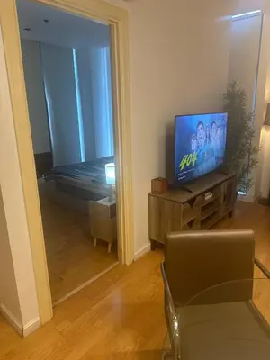 a living room with a television and a bed at Casa Delantera Karaoke Games Pet Friendly in Manila