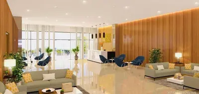 a lobby with couches and chairs in a building at Cozy Vibes Retreat in Makati in Manila