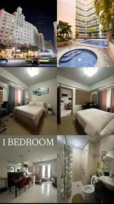 a collage of four pictures of a hotel room at 150 Newport Boulevard in Manila