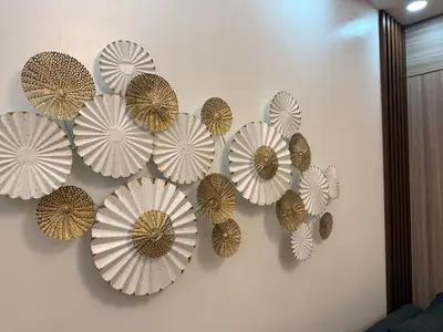 a bunch of paper umbrellas hanging on a wall at Classy Spacious flat Shore2 Mall of Asia Pasay in Manila