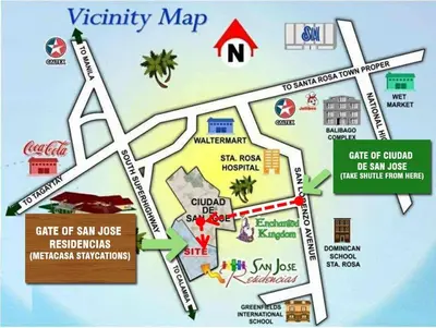 a map of the vicinity of a resort at MetacasaStaycations-beside EK with Fireworks view in Santa Rosa