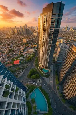 an aerial view of a city with tall buildings at Luxury & Modern 2BR Penthouse in BGC in Manila