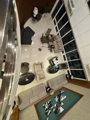 an overhead view of a living room with at Bay View near US Embassy, Airport in Manila