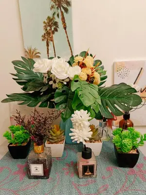 a group of potted plants sitting on a table at Shore Residences Tower D # 408 in Manila