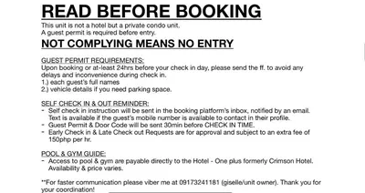 a screenshot of a page of a text box with the words read before booking at BBricks Alabang Beside Festival Mall in Manila